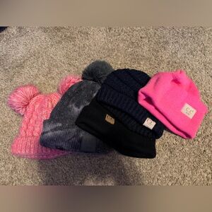 C.C Kids Knit Beanie Collection - Pink, Black, Gray